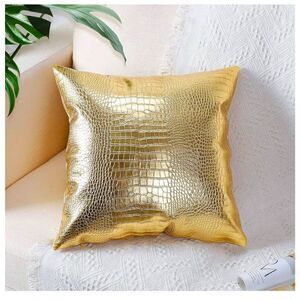 Artscope Throw Pillow Crocodile PU Faux Leather 18 x 18”